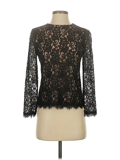 Pre-owned Diane Von Furstenberg 3/4 Sleeve Top Black Mock Neckline Tops