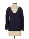 Diane Von Furstenberg 3/4 Sleeve Top Blue V Neck Tops In Blue