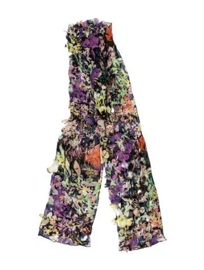 Pre-owned Diane Von Furstenberg 458034 Silk Scarf In Black