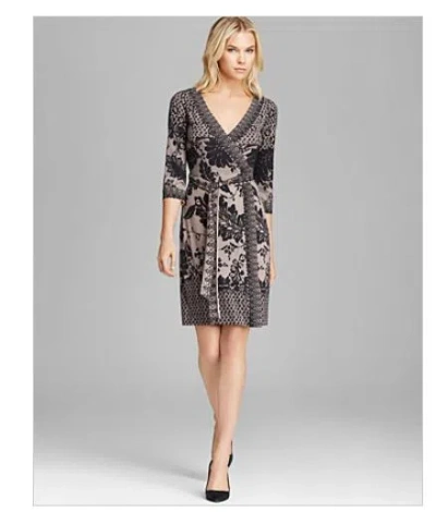 Pre-owned Diane Von Furstenberg $500 Dvf Inari Silk-jersey Wrap Dress Lace Flutter Print 8 10 12 Gorgeous In Multicolor