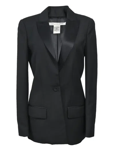 Pre-owned Diane Von Furstenberg 720mm Single-breasted Blazer In Black