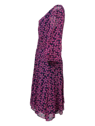 Pre-owned Diane Von Furstenberg 900mmfloral Print Dress In Blue