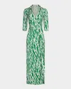 Diane Von Furstenberg Abigail Abstract-print Jersey Maxi Wrap Dress In Twig Green