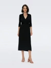 Diane Von Furstenberg Abigail Midi Wrap Dress In Black