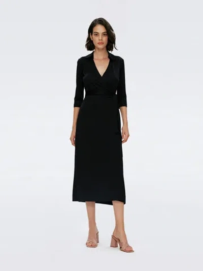 Diane Von Furstenberg Abigail Midi Wrap Dress In Black