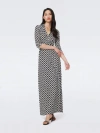 Diane Von Furstenberg Abigail Geometric-print Jersey Maxi Wrap Dress In Chain Link Medium Black