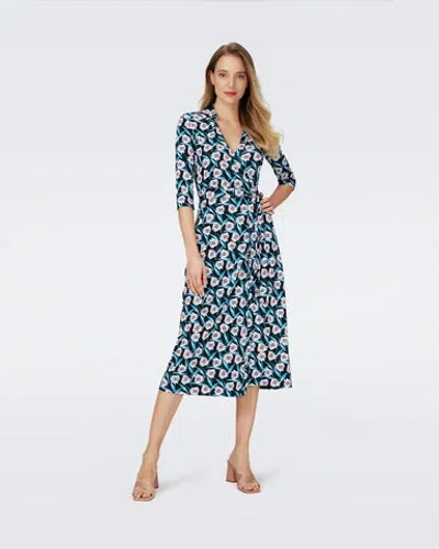 Diane Von Furstenberg Abigail Silk Jersey Midi Wrap Dress In Fortune Vine Ivory
