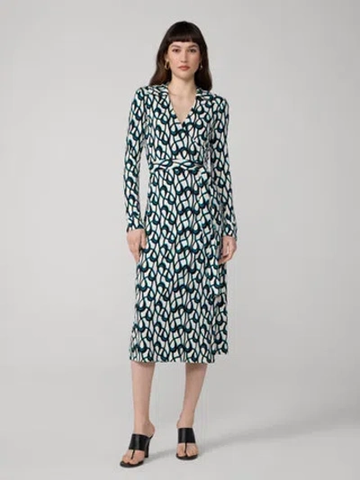 Diane Von Furstenberg Abigail Silk Jersey Midi Wrap Dress In Blue