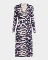 Diane Von Furstenberg Abigail Tiger-print Midi Wrap Dress In Palace Tiger Pink