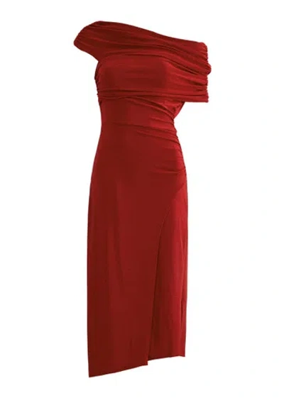 Diane Von Furstenberg Agustin Draped Lamé Dress In Red