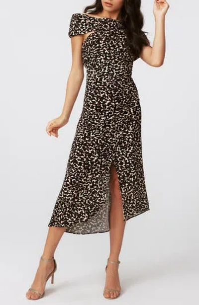 Diane Von Furstenberg Agustin Metallic Abstract Leopard Print Midi Dress In Multi