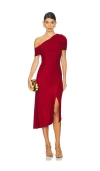 Diane Von Furstenberg Agustin Ruched Shimmer One-shoulder Midi Dress In Red
