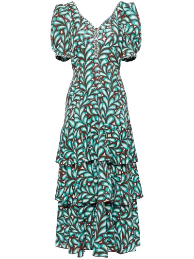 Diane Von Furstenberg Aire Floral-print Cotton Dress In Green