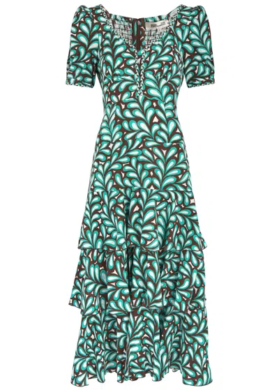 Diane Von Furstenberg Aire Printed Cotton Midi Dress In Multicoloured