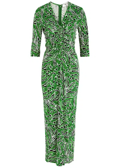 Diane Von Furstenberg Alba Printed Jersey Maxi Dress In Green