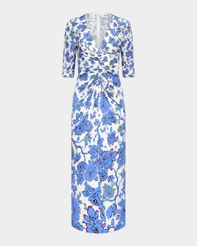 Diane Von Furstenberg Alba Ruched Floral-print Maxi Dress In Chvmi