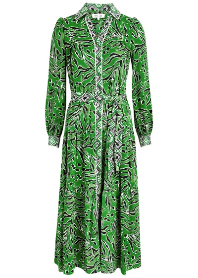 Diane Von Furstenberg Alea Printed Crepe Midi Dress In Green