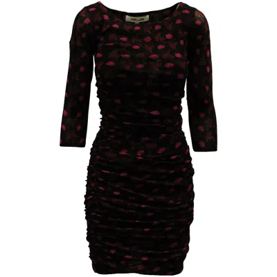 Diane Von Furstenberg Alfie Ruched Bodycon Dress In Dark Brown Nylon