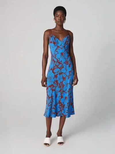 Diane Von Furstenberg Allegra Dress In Iliad Floral Burgundy