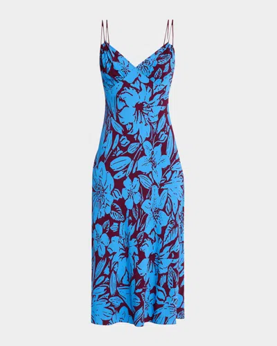 Diane Von Furstenberg Allegra Floral-print Empire Midi Dress In Blue