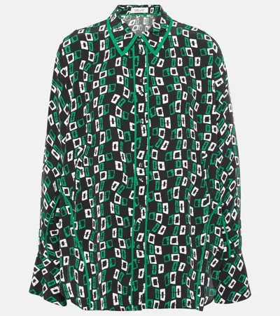 Diane Von Furstenberg Alona Printed Crêpe Shirt In Black