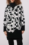 Diane Von Furstenberg Alvah Knit Jacquard Top In Dvf 50th Cross Word Ivory Med