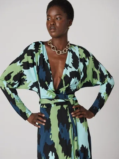 Diane Von Furstenberg Amara Matte Jersey Wrap Dress In Giant Jungle Cat