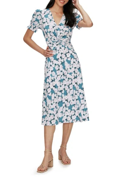 Diane Von Furstenberg Anaba Twisted Floral-print Crepe De Chine Midi Dress In Vintage Daisies Ivory