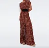 Diane Von Furstenberg Andra Mesh Jumpsuit In Tiny Chain Spots Brown In Multi