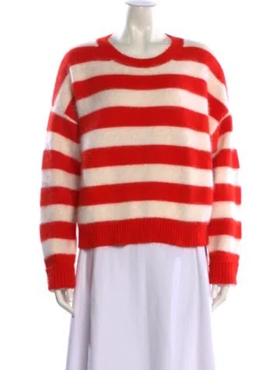 Pre-owned Diane Von Furstenberg Angora Striped Sweater In Red