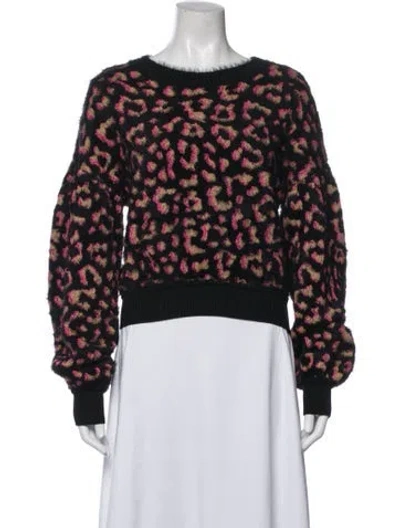 Pre-owned Diane Von Furstenberg Animal Print Crew Neck Sweater In Blue