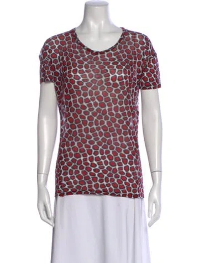 Pre-owned Diane Von Furstenberg Animal Print Crew Neck T-shirt In Red