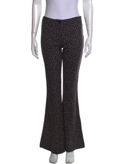 Pre-owned Diane Von Furstenberg Animal Print Flared Pants W/ Tags In Grey