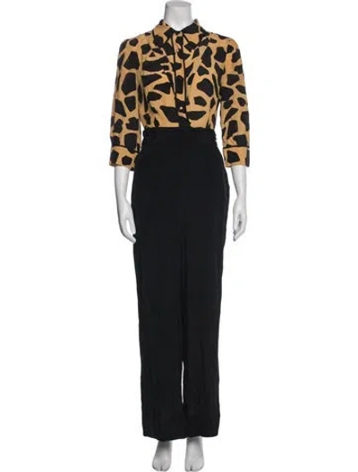 Pre-owned Diane Von Furstenberg Animal Print Jumpsuit In Multi