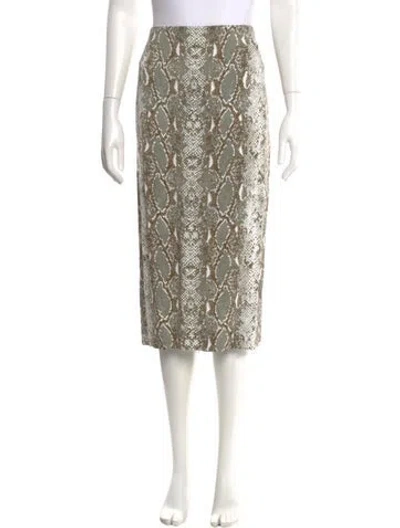 Pre-owned Diane Von Furstenberg Animal Print Midi Length Skirt In Green