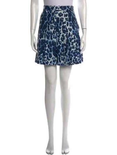 Pre-owned Diane Von Furstenberg Animal Print Mini Skirt In Blue