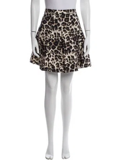Pre-owned Diane Von Furstenberg Animal Print Mini Skirt In Neutral
