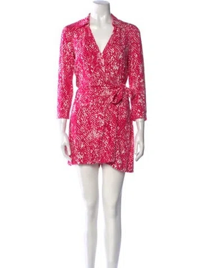 Pre-owned Diane Von Furstenberg Animal Print Romper In Pink