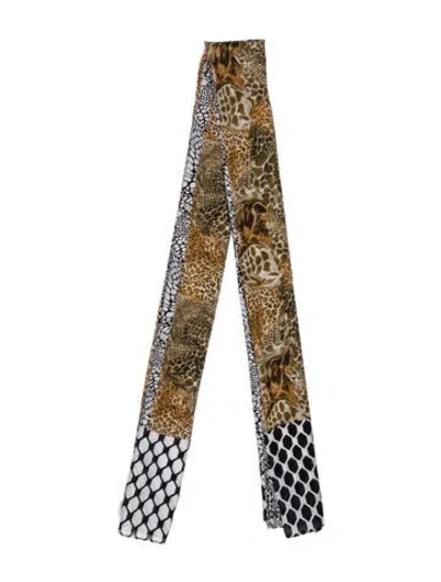 Pre-owned Diane Von Furstenberg Animal Print Scarf In Black