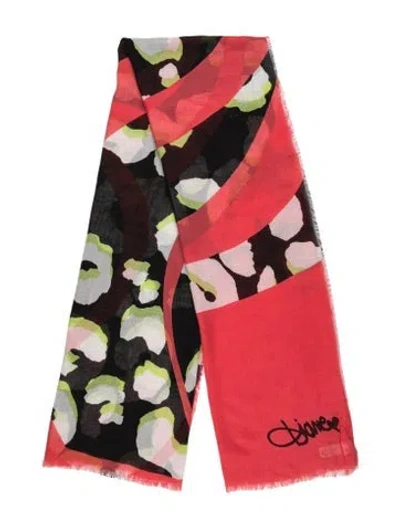Pre-owned Diane Von Furstenberg Animal Print Scarf In Pink