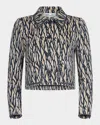 Diane Von Furstenberg Annalise Cropped Abstract Intarsia Jacket In Shadow Twig Small Warm Sand