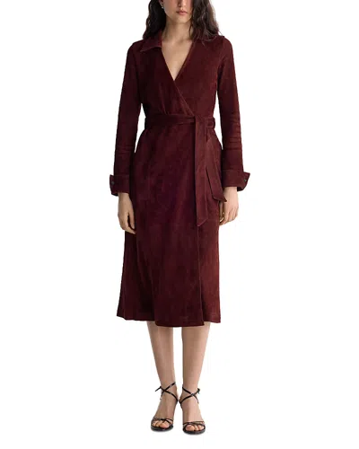 Diane Von Furstenberg Antonia Suede Wrap Dress In Burgundy