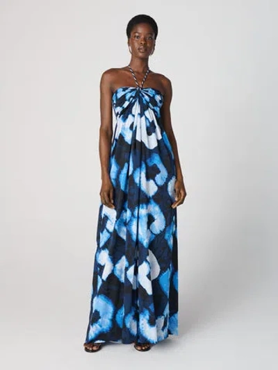 Diane Von Furstenberg Aphrodite Wide-leg Silk Halter Jumpsuit In Giant Shibori Links