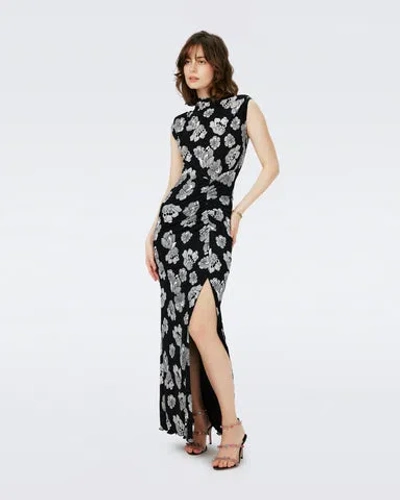 Diane Von Furstenberg Apollo Floral-print Jersey Maxi Dress In Black