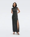 Diane Von Furstenberg Apollo Ruched Metallic Stretch-knit Maxi Dress