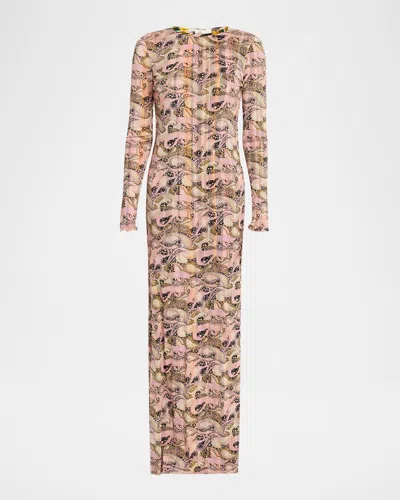 Diane Von Furstenberg Arabella Reversible Multi-print Long-sleeve Maxi Dress In Brown