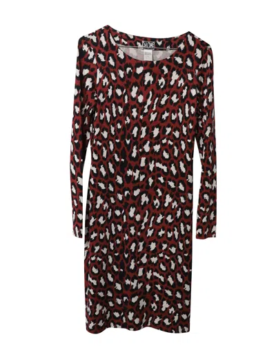 Diane Von Furstenberg Archive Leopard Print Bandage Dress In Burgundy Silk In Red