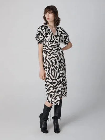 Diane Von Furstenberg Arina Dress In Giant Troy Maze Black And White