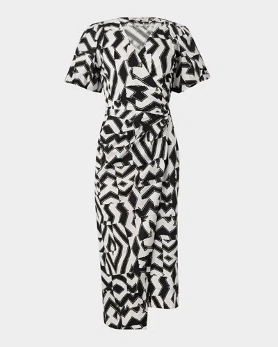 Diane Von Furstenberg Arina Geometric-print Midi Wrap Dress In Black