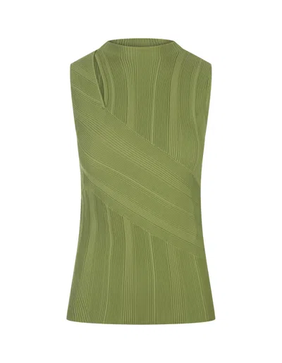 Diane Von Furstenberg Artemsia Cutout Ribbed-knit Top In Green